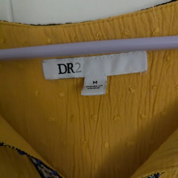 DR2 Yellow Boho Midi Dress with Black Details - Picture 2 of 3